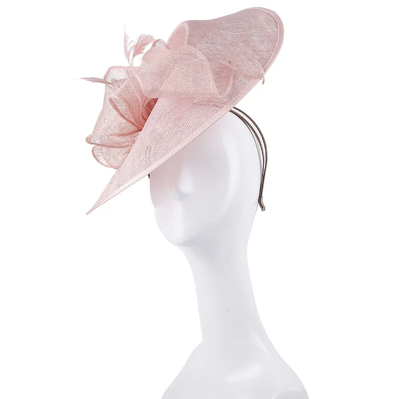 

Pink hat Female summer classic Retro hemp yarn cap Sun hat fashion Dinner party hat