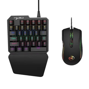 

J100+A869 Keyboard Mouse Set 35 Keys Mini USB Wired 3200DPI 7 Buttons LED Optical Gaming Keyboard Mouse Combos For Desktop PC