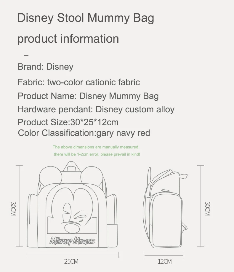 Disney пеленки мешок Usb детские подгузники сумка для беременных сумка большой емкости Модный мягкий подгузник рюкзак Детская коляска сумка