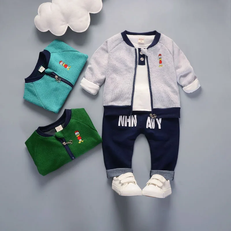 

2018 Spring And Autumn CHILDREN'S Suit 1-4-Year-Old BOY'S Denim Trousers Three-piece Set Zipper Cardigan Casual Combo 1-Piece S