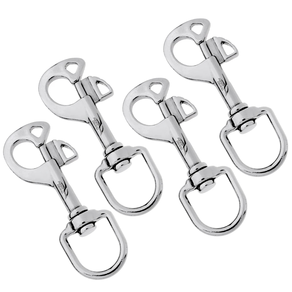 4x Scuba Diving Stainless Steel Swivel Eye Bolt Snap Hook Clip Marine Boat