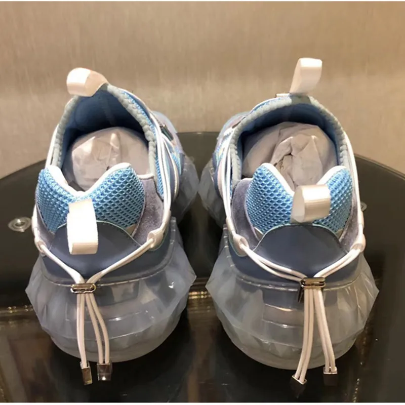 Transparent Platform Sneakers Breathable Mesh Women Shoes New Lace-up Dad Shoes Trainers Shoes Casual Vulcanize Shoes Woman