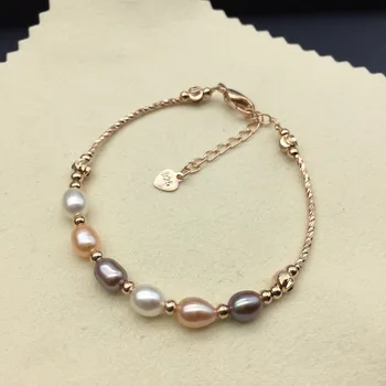 

Unique Pearls Jewellery Store Freshwater Pearl Bracelet 5-6mm Top Quality Rice Pearl Fine Jewelry Charming Girl Lady's Gift