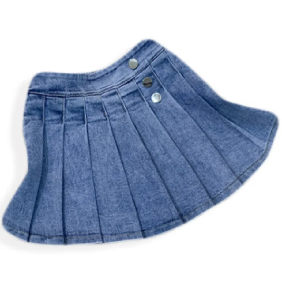 

Sweet Baby Girls Jeans Skirts 2020 Summer Princess Pleated Skirt Children Washed Denim Jeans pleated Skirts