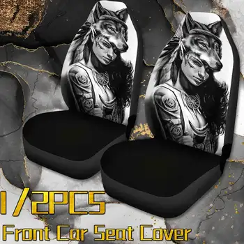 

Universal 1/2PCS 3D Wolf Printed Car Seat Cover Polyester Fabric Elastic Auto Seat Cushion Protector Cover For Car SUV