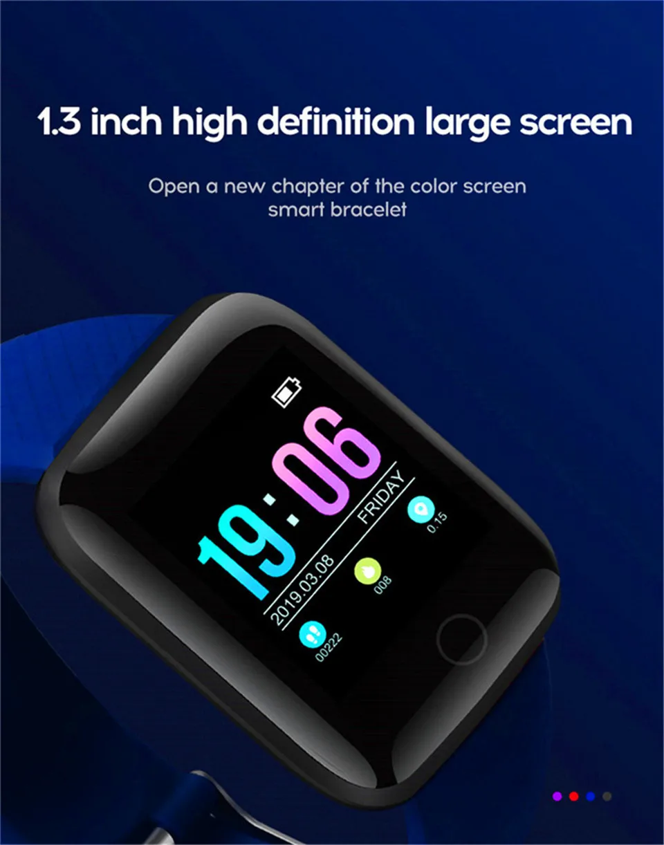 4-130435 Smart Wristband Heart Rate Monitor Smart Fitness Bracelet Blood Pressure Waterproof IP67 Fitness Tracker Watch For Women Men