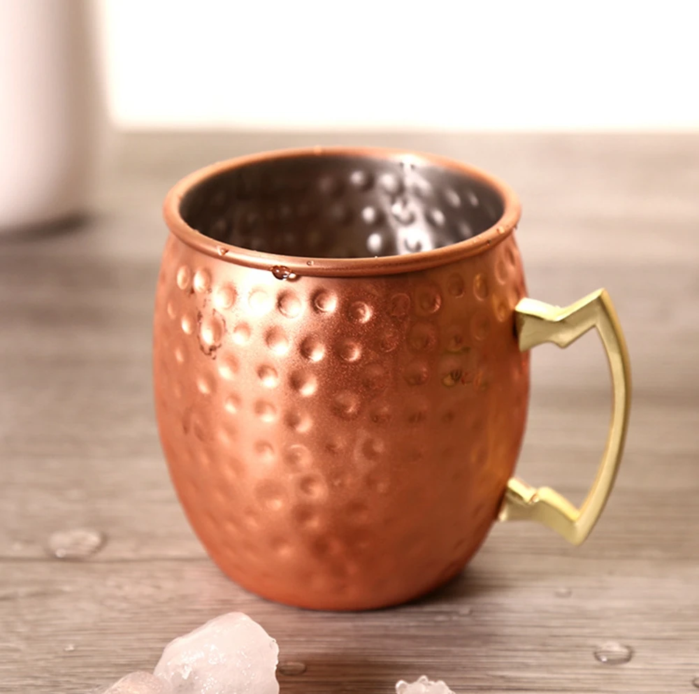 Hammered Copper plated Moscow Mule Mug Stainless steel Cup Copper mug