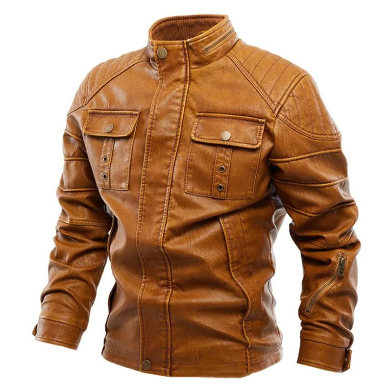 Autumn Men's PU Jacket Leather Coat Slim Fit Faux Leather Motorcycle Jackets Male Coats Fashion Brand Men Clothing all saints leather jacket mens