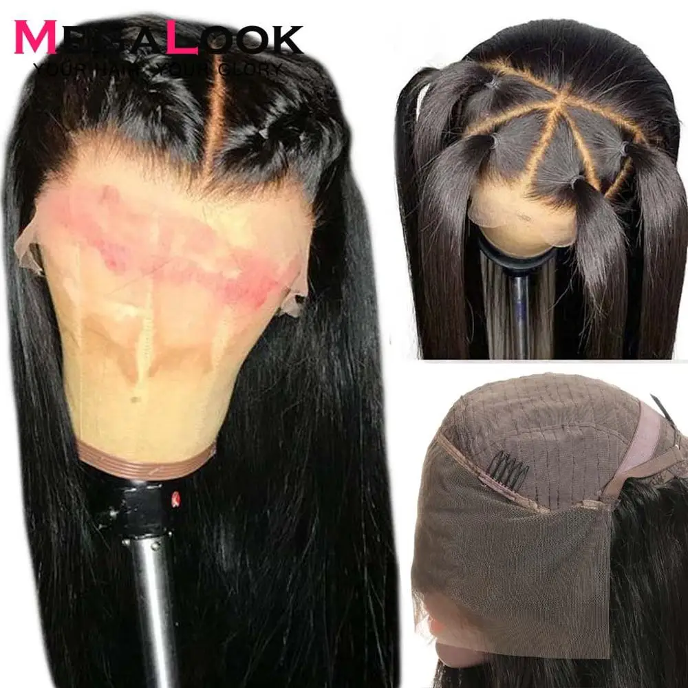 

Lace Front Human Hair Wigs Pre Plucked 180% Density Brazilian Straight Wigs For Women Remy Megalook Hair Human Hair 13x4