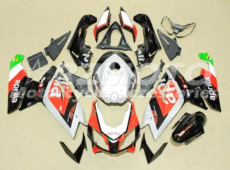 

4Gifts New ABS Injection Fairing Kit Fit for Aprilia RS125 06 07 08 09 10 11 RS4 RSV 125 2006 2011 Fairings set silver Red