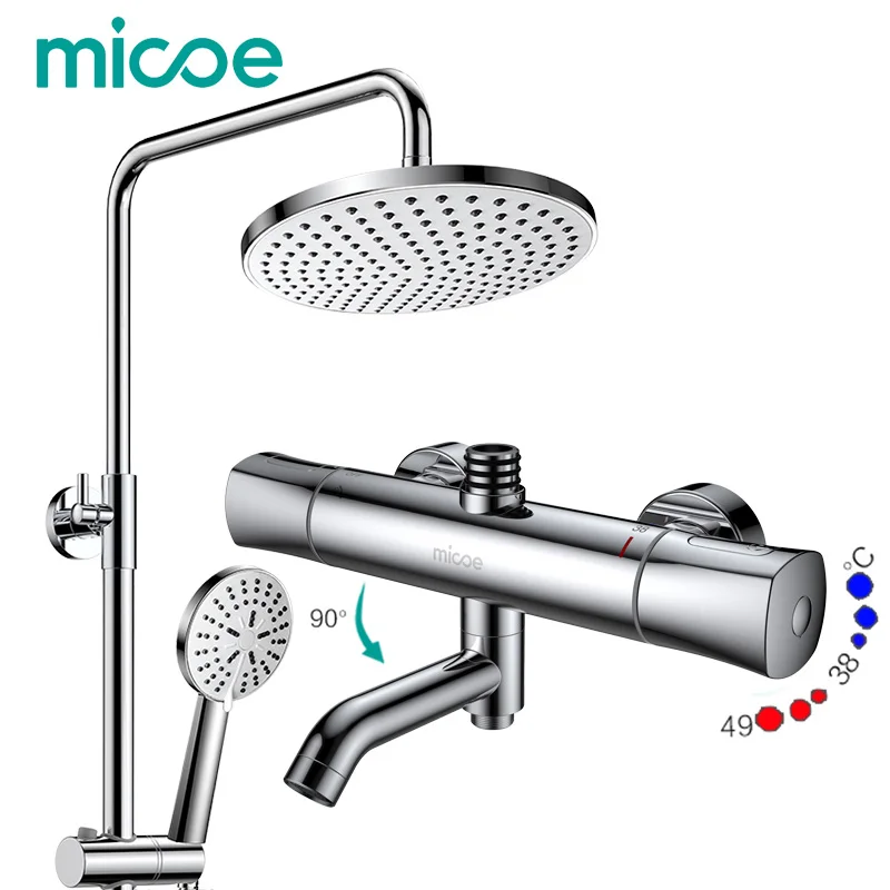

MICOE shower set thermostatic shower mixer Chrome faucet body copper casting faucet 5 mode nozzle