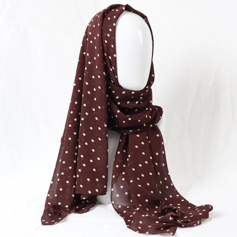 Женский цветочный пузырь шифон хиджаб шарф Обертывания мягкие длинные мусульманские платки в горошек шифоновые шарфы хиджабы - Цвет: 2