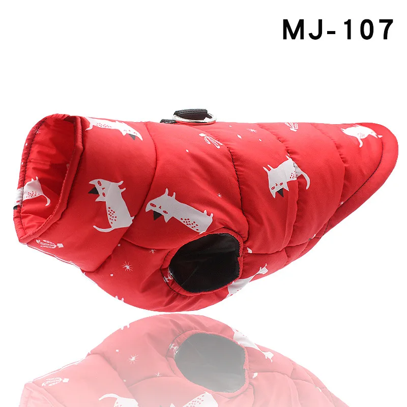 MJ107 Принт Большой Одежда с принтом в виде собак Зимние Щенок куртка теплая хлопковая одежда для животных, жилет, пальто из светоотражающего материала для небольших средние и большие собаки - Цвет: MJ107