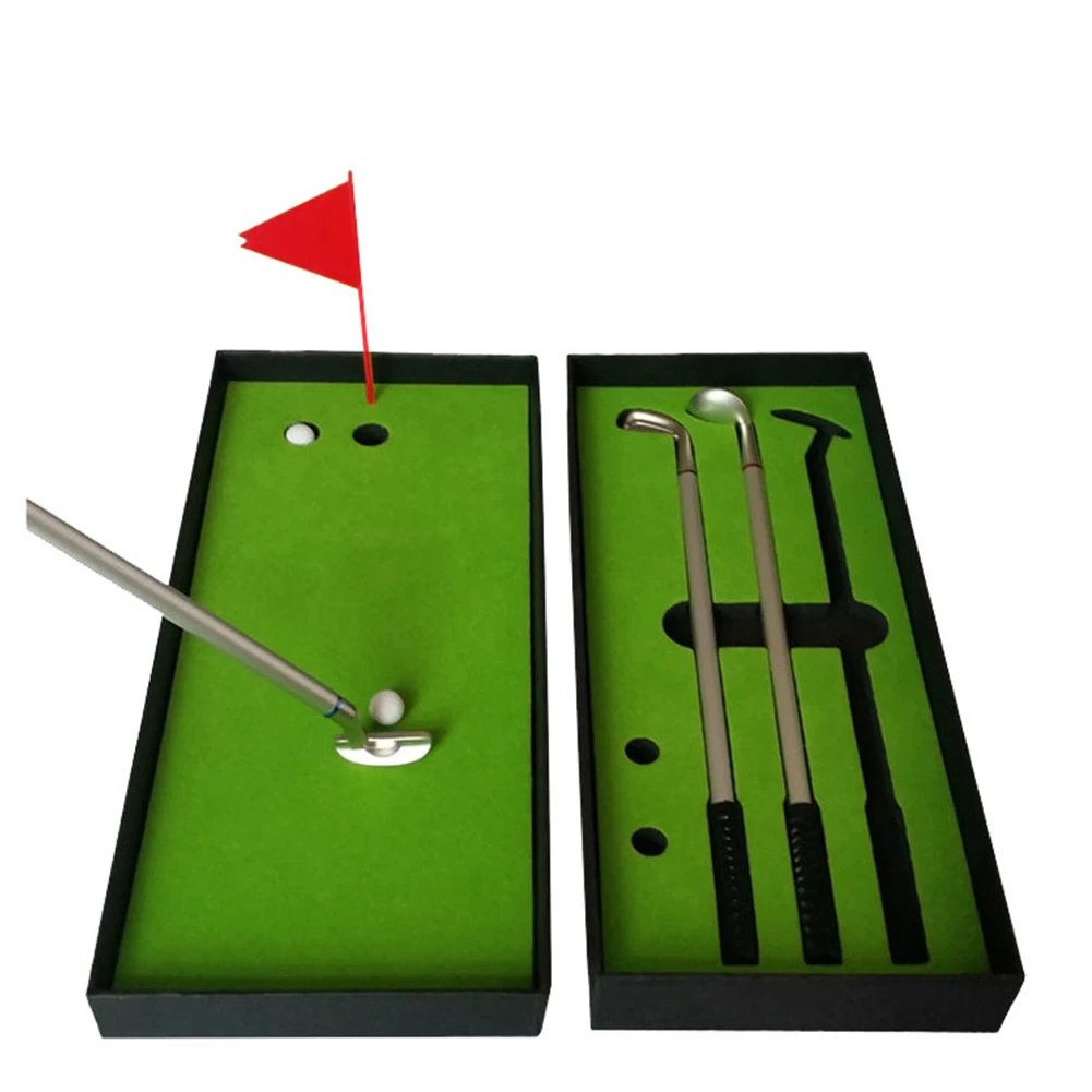 

Golf Pen Set Desktop Pole Shape Souvenirs Ballpoint With Flag Mini Course Home Decor Putting Green Gift Stationery Writing Tools