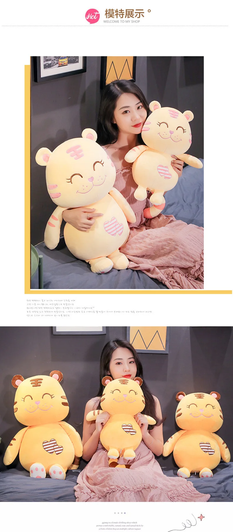 Hot New 1pc 45/55/65cm Happy Tiger Plush Toys Soft Stuffed Animals Doll Sleeping Pillow Children Kids Birthday Gifts