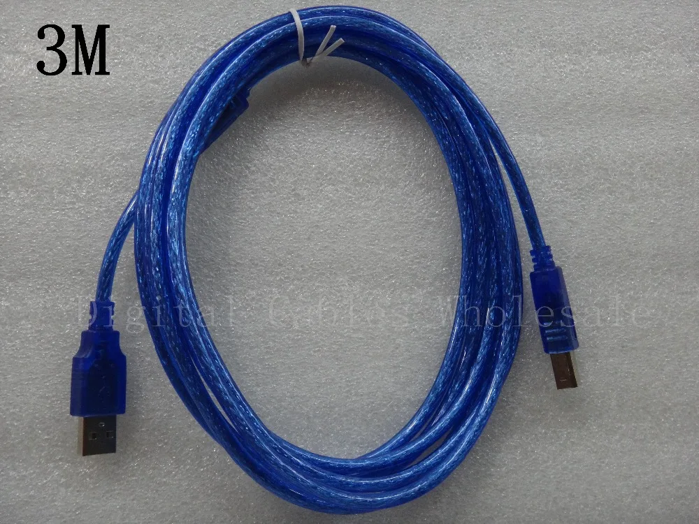 Высокоскоростной прозрачный синий usb-накопитель 2,0 кабель для принтера type A Male to type B Male двойное экранирование для 0,3 m, 0,5 m, 1,5 m, 3 m, 5m