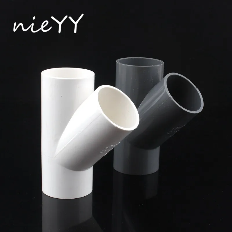 

32mm PVC Oblique Tee Connector Water Supply Pipe Accessory Garden Irrigation Tilted Three Way Joint Fish Tank Water Pipe Adapter