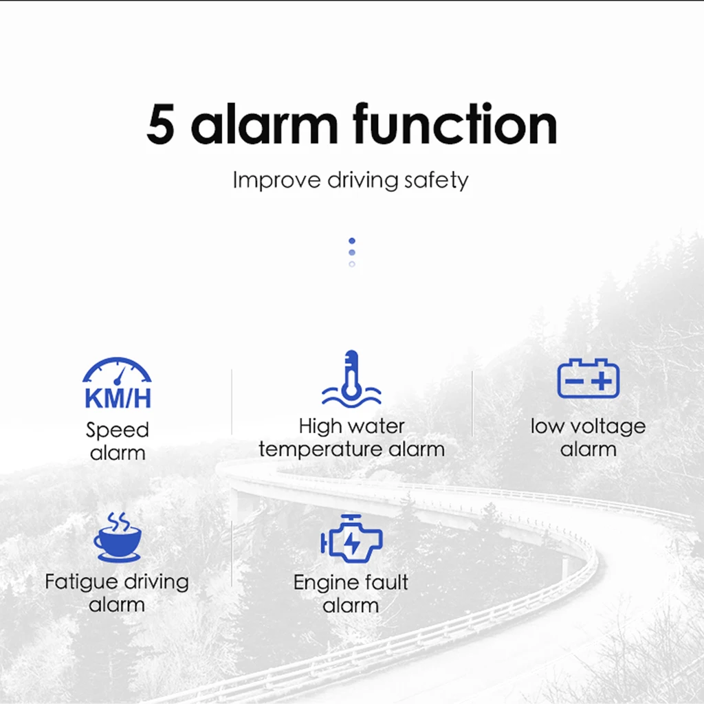 5'' Car HUD 3D Head-Up Display Overspeed/Voltage/RPM Warning Windshield Projector Security Alarm System Universal Auto OBD2 MPH