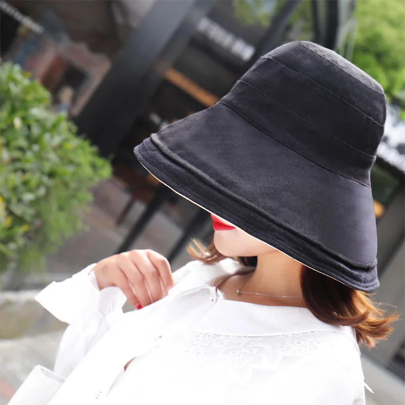 Double Side Womens Sun Women Bucket Hats 22 Colors Wide Brim Visor Hats Lady Sunbonnet Fedoras