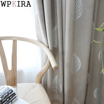 

Beige Nordic Leaf Curtains for Bedroom Simple Pastoral Countryside Rural New Home Green Blackout French Window Cortinas S168&30
