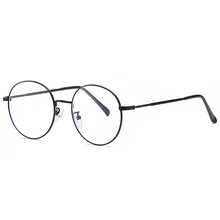 Новая металлическая круглая рама синие очки ретро плоское зеркало унисекс-Компьютер очки классические простые Дикие повседневные голубые легкие очки