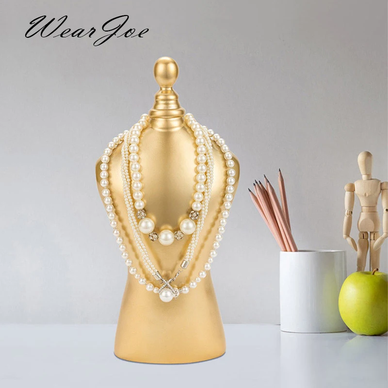 

Large Pearl Necklace Jewelry Display Bust Holder Resin Presentation Mannequin Counter Pendant Chain Stand Hanger Portrait Model