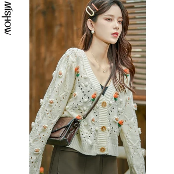 

MISHOW 2020 Autumn Cardigan For Women Fashion Embroidery Sweater Long Sleeve V-Neck Female Tops Casual Clothing MX20C5821