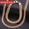 Davieslee Jewelry Sets For Women Men 585 Rose Gold Bracelet Necklace Set Double Cuban Weaving Bismark Chain Jewelry 2022 LCS04 ► Photo 2/6