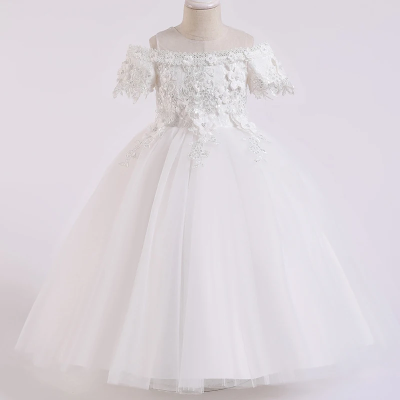 Robe de Princesse en Dentelle pour Fille, Tenue Florale, Jacquard, pour ixd'Anniversaire, Dîner Formel, Nouvelle Collection