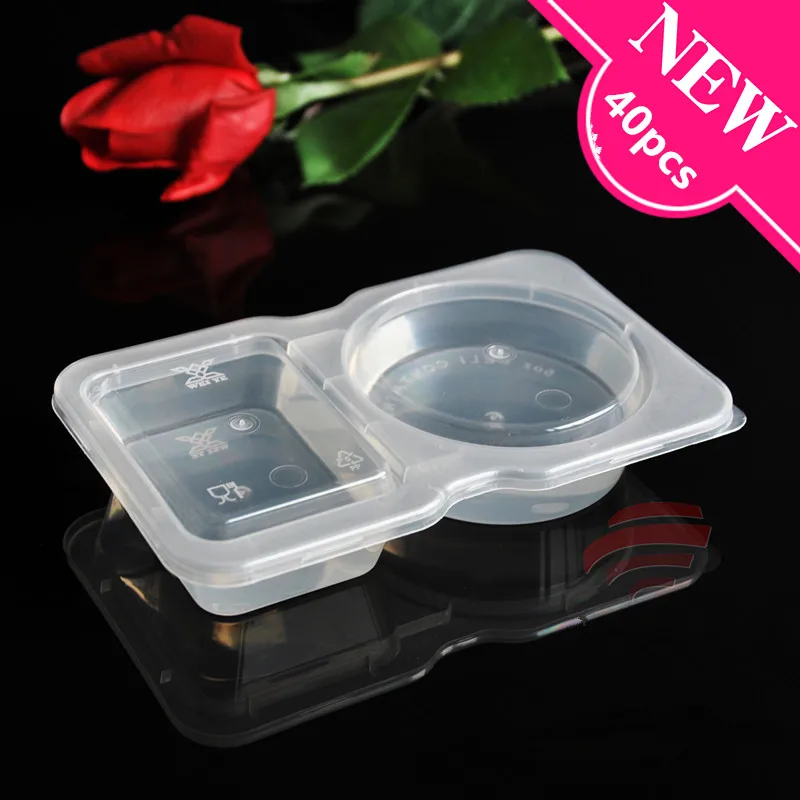 

40pcs Creative double grid transparent disposable food container plastic cup 140ml pudding jelly yogurt sauce small cup with lid