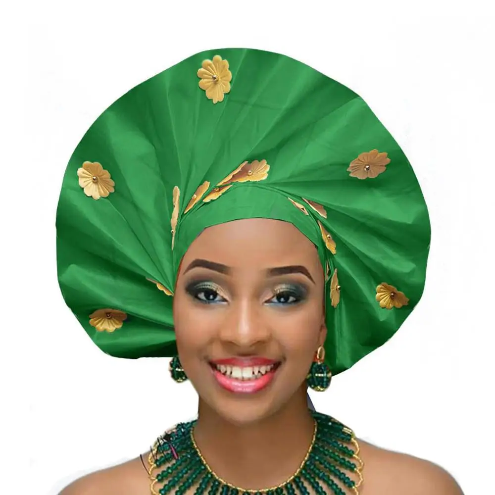 Африканский Авто геле головной убор нигерийский головной убор свадебные головные уборы sego головной убор Африканский головной убор - Цвет: green