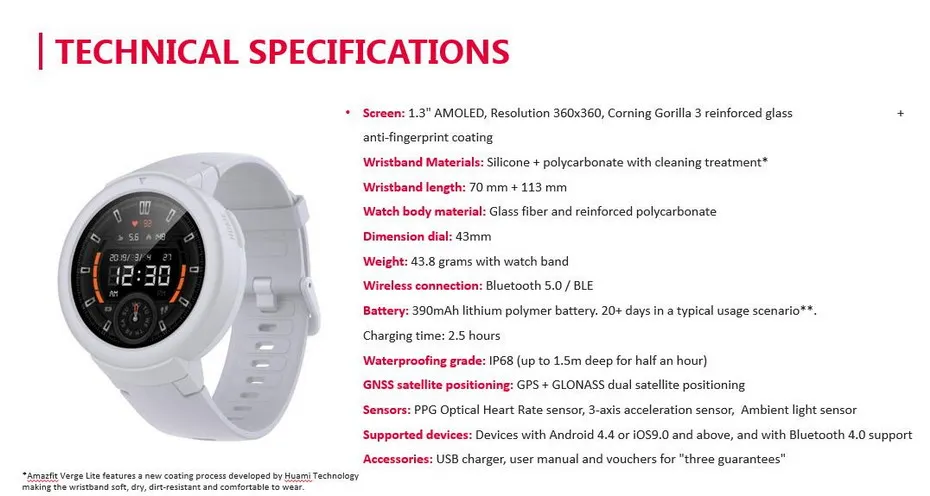 Оригинальные Смарт часы Amazfit Verge Lite gps 1 3 "AMOLED экран HR сенсор Срок службы батареи