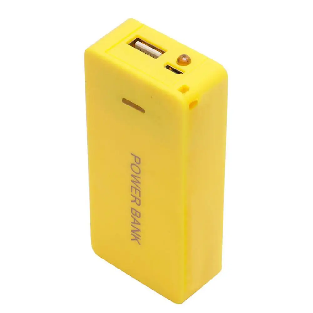 5V 1A 2x18650 Батарея Мощность банк чехол с светодиодный DIY коробка Зарядное устройство для сотового телефона - Цвет: Yellow