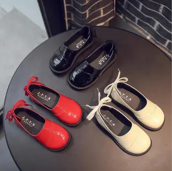 

Red Black Childrens Girls Leather Shoes for Kids Flat Heeled Girls Princess Shoes For Party Wedding Big Girls Dress Shoes
