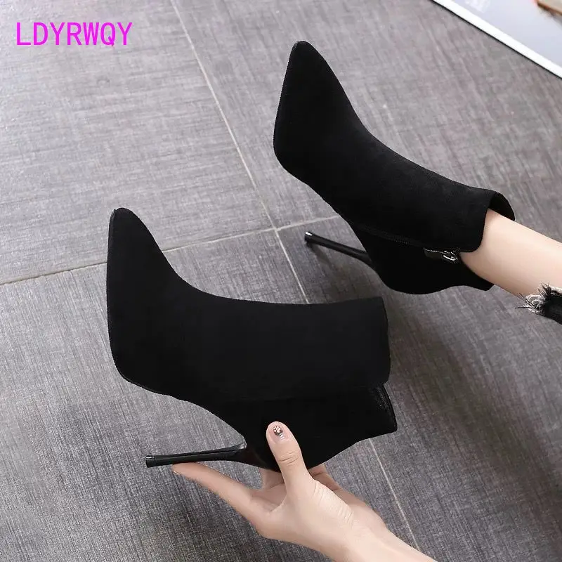 Sexy Martin boots women's autumn 2021 new net red skinny boots pointed high heels fashion short boots stiletto