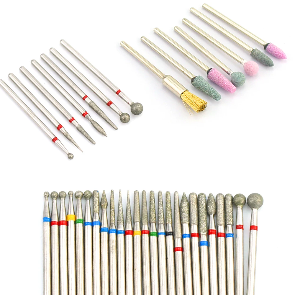 

7pcs/Set Diamond Milling Cutters Nail Drill Bit Rotery Files Electric Manicure Machine Accessories Cuticle Clean Burr Nail Tools