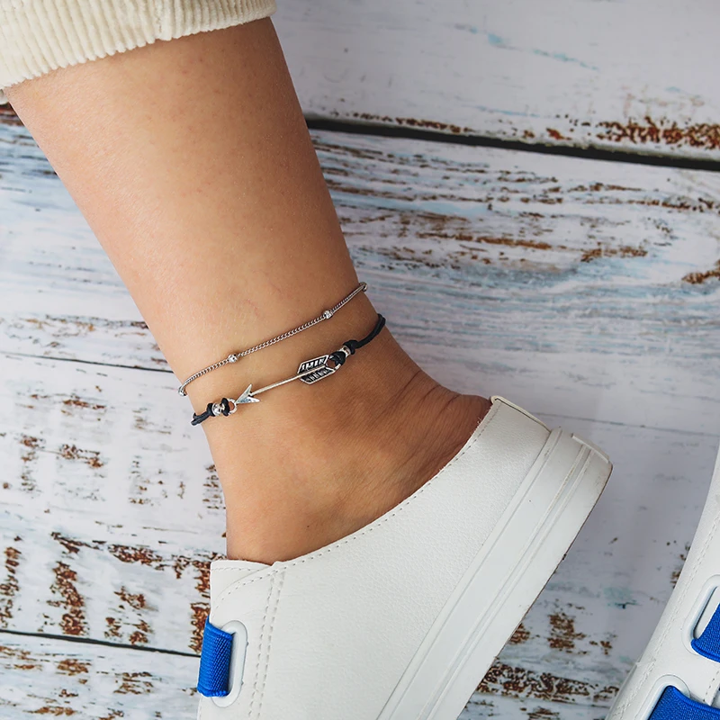 docona Bohemian Black Rope Arrow Sun Charms Anklet for Women Multilayer Adjustable Foot Chains Beach Jewelry Tobilleras 8306 docona Bohemian Black Rope Arrow Sun Charms Anklet for Women Multilayer Adjustable Foot Chains Beach Jewelry Tobilleras 8306