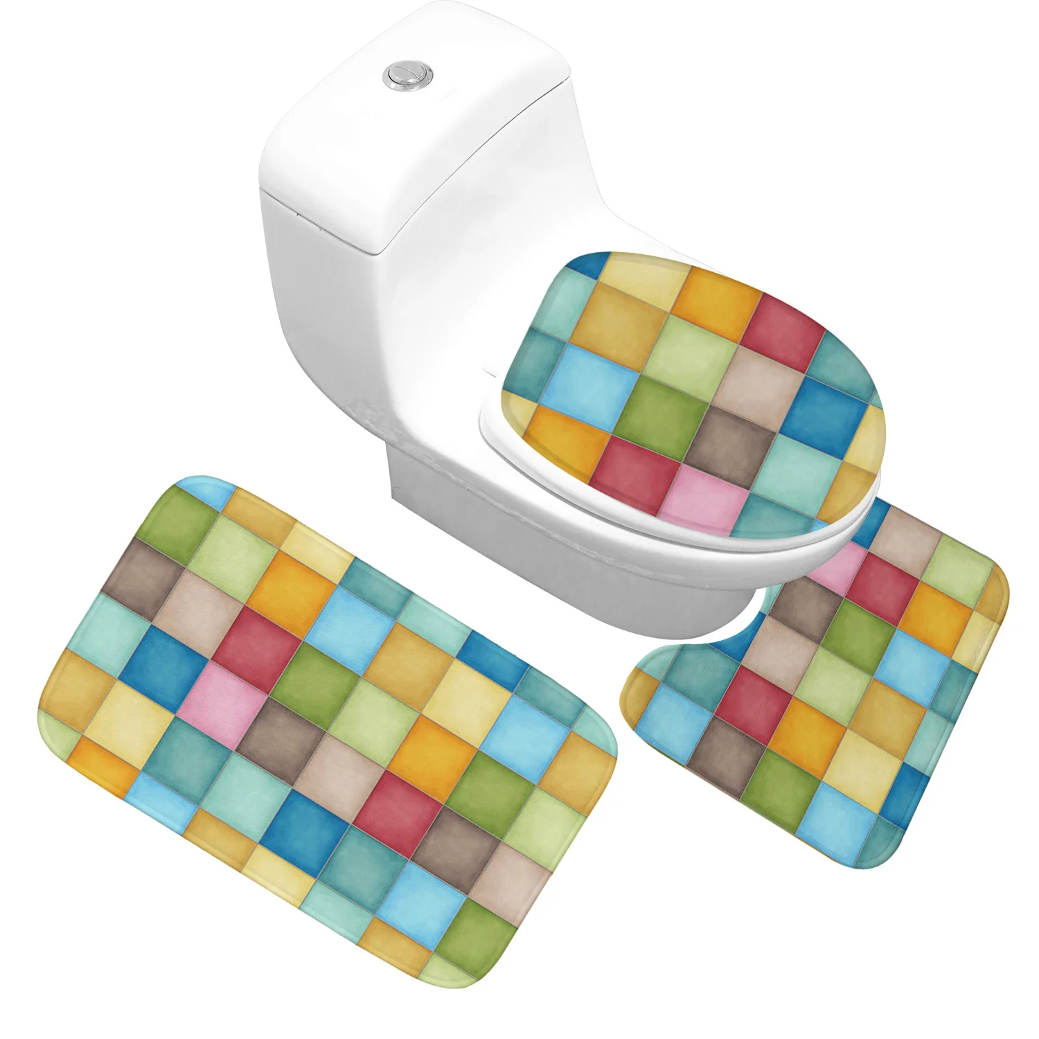 Zeegle 3 шт. Набор ковриков для ванной Противоскользящий душевой коврик для кухни моющийся туалет коврик 3D камень коврик для ванной с принтом набор коврик для ног - Цвет: TGS