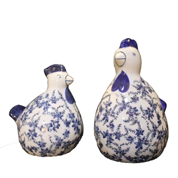 

CLASSICAL CHINESE CRAFT ORNAMENTS CERAMIC CHICKEN BLUE AND WHITE PORCELAIN ANTIQUE OPEN PIECE AUSPICIOUS FOR CHICKEN LU619135