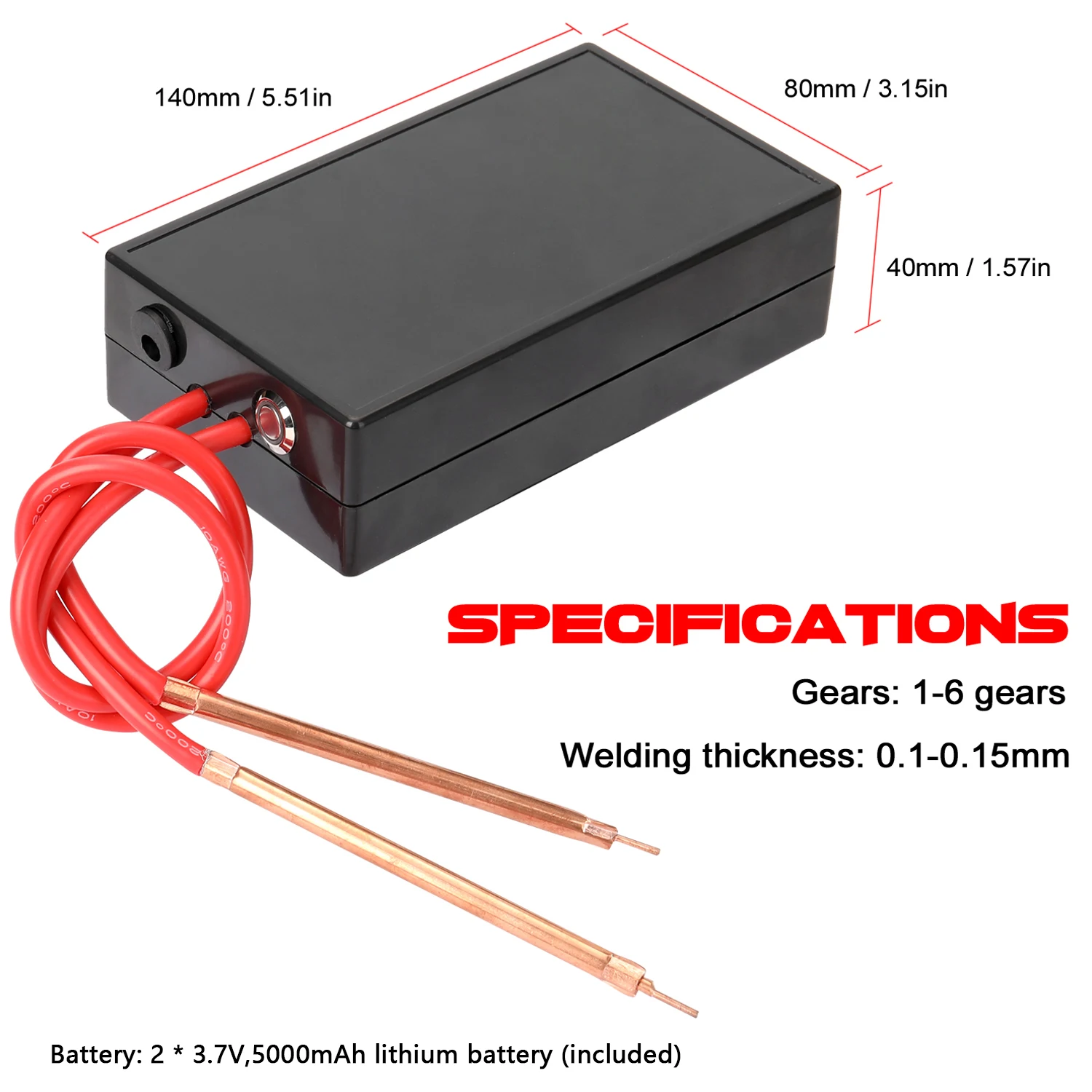 18650 Battery Spot Welder Kit Portable DIY Spot Soldering Machine 6 Gears Adjustable Spot Welder with 3.7V 5.5AH Lithium Battery