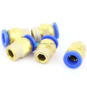 

5 Pcs 8mm Hole 1/4"PT Thread Push In Connector Tube Pneumatic Quick Fittings