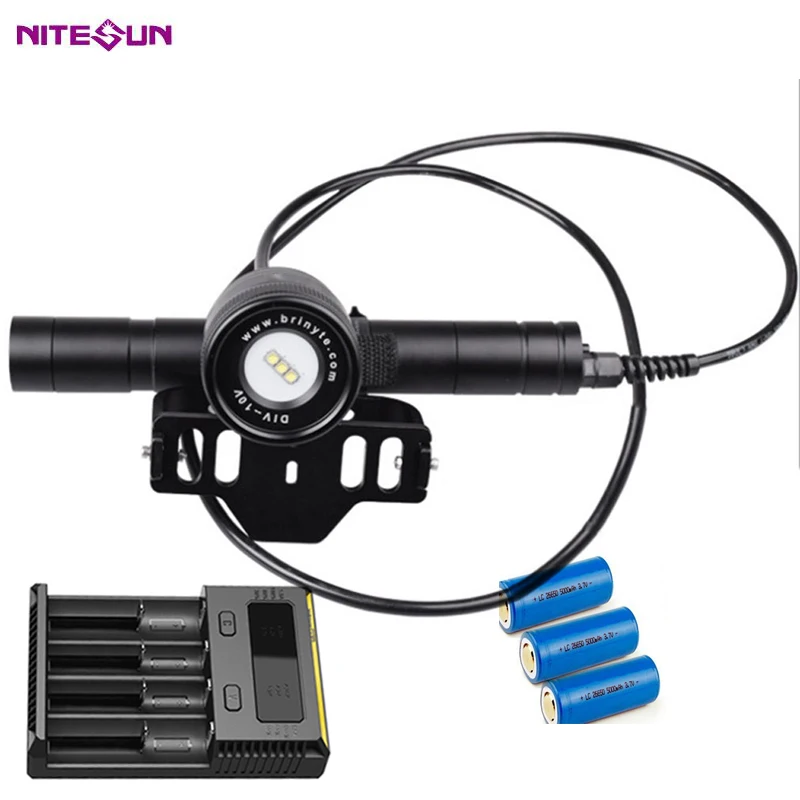 Фонарик для дайвинга NITESUN DIV10V 3 * CREE XM L2 U4 макс. 120 лм угол луча 150 ° М
