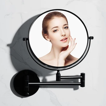 

Modern Drill-free Bathroom Mirror Double Side Makeup Vanity Shave Mirror Wall-mounted Folding Arm Extend Round Bath Accessories