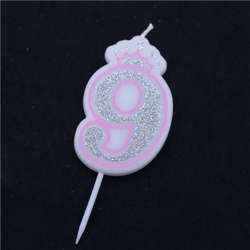 silvery pink 9 1 шт. цифровые свечи для милых детей подарок на день рождения топперы на свадебный торт вечерние украшения детский душ торт аксессуары - Цвет: silvery pink 9