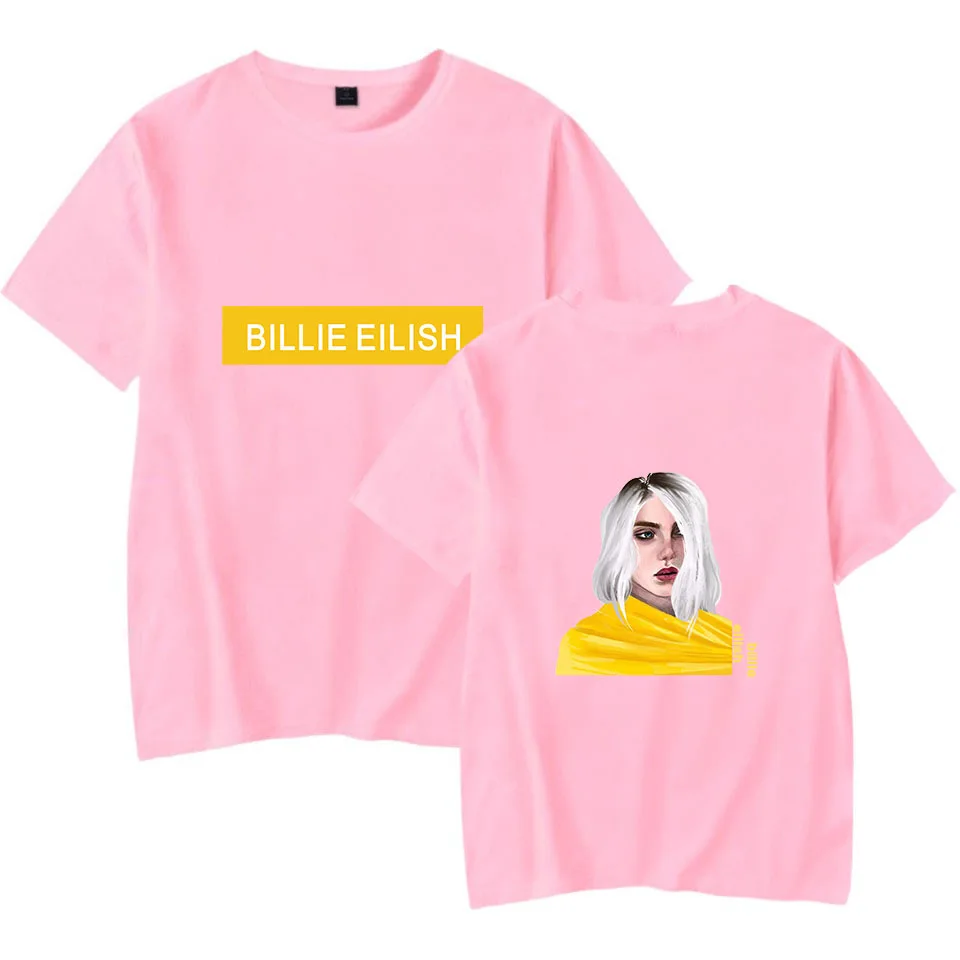 Billie Eilish, новинка, женская футболка, аниме, рисунок лица, футболки, футболка, Harajuku, короткий рукав, топ, Новое поступление, хип-хоп, повседневная, забавная футболка - Цвет: pink - style 7