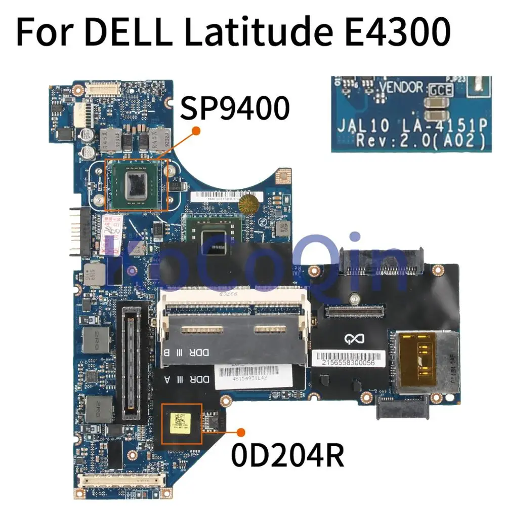 KoCoQin материнская плата для ноутбука DELL Latitude E4300 Core SP9400 LA 4151P 0D204R|Материнские платы