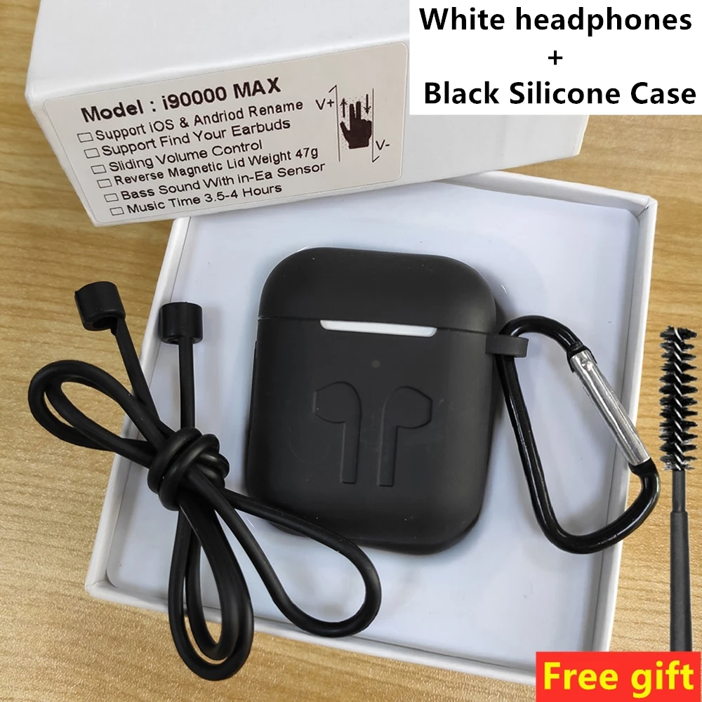 white-black case I90000 MAX TWS Беспроводные наушники с воздухом 2, Bluetooth 5,0, наушники с супер басами, наушники с регулятором громкости PK i9000 i100000 Pro - Цвет: white-black case