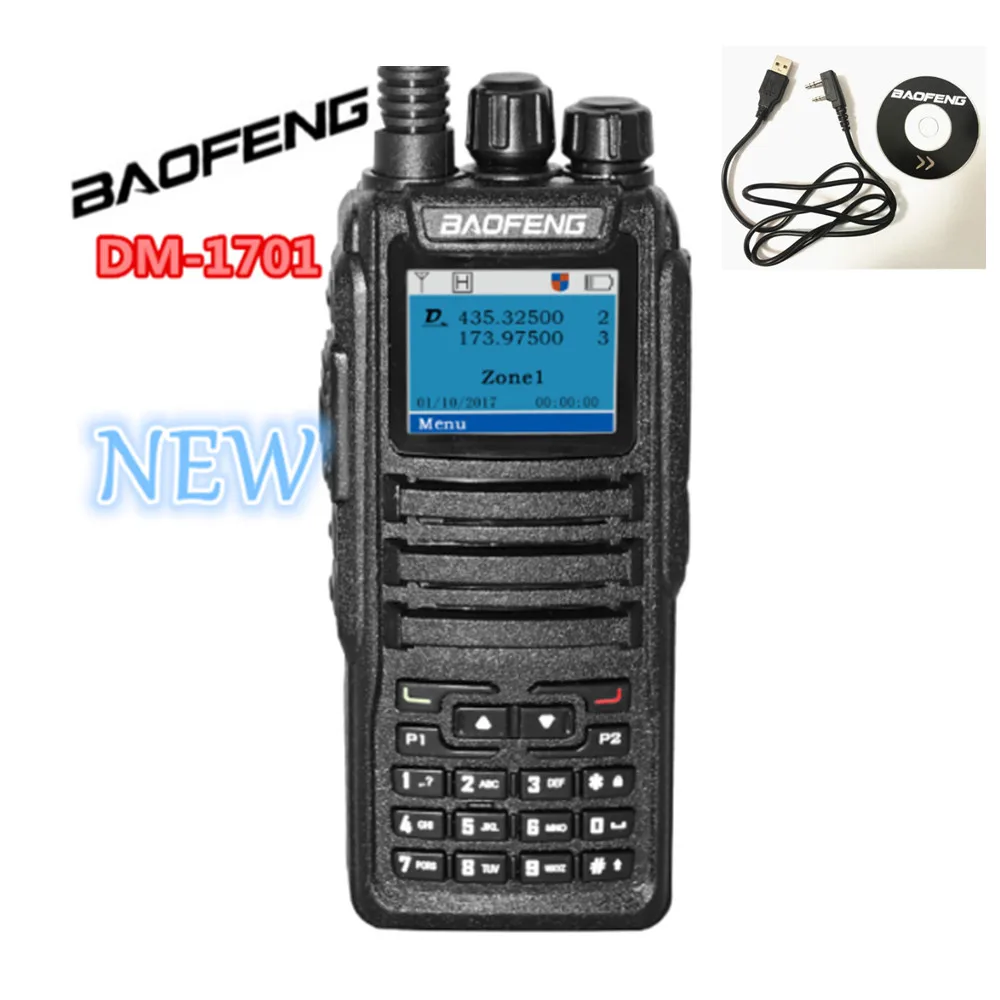 Baofeng DM-1701 двухдиапазонный I& II DMR& Аналоговый Цифровой двухсторонний радиоприемник 136-174 МГц и 400-470 МГц Двухдиапазонная рация DM1701 - Цвет: With Cable