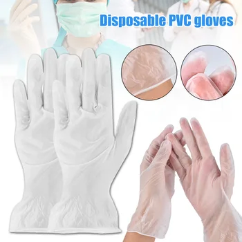 

White Disposable 100Pcs/set Gloves PVC Gloves Household Cleaning Work Garden Gloves Universal for Left and Right Hand DC