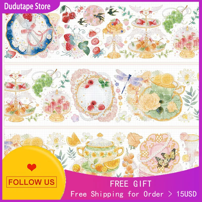 1 Loop Washi PET Tape Stationery Meow Journal Diary Angel Fruit Tray Food Crystal Ink | Канцтовары для офиса и дома